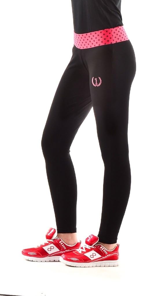 onesport women's cotton black + fuschia tights(onsp6bf-p)