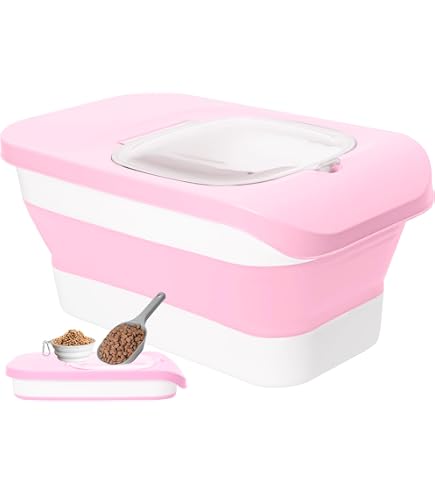 Patelai 6-Piece Pet Food Storage Containers With Scoops - Stackable Airtight Bins For Dog & Cat Food (Pink)