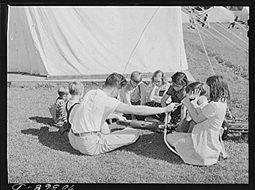 1941 Photo Repairing bicycle. FSA Farm Security Administration mobile camp ...