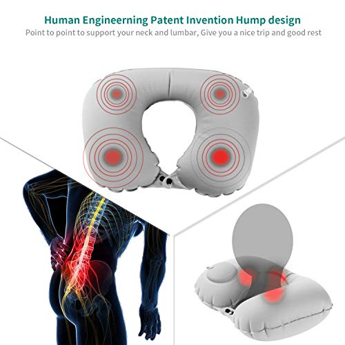 Inflatable Travel Pillow, Air Neck Pillow Lightweight Stay Cool Fabric Self Pump Up Without Blowing - Head and Neck Support in Airplane Travel, Train -Inflatable Travel Pillow 2 Pack - Thumbnail 2