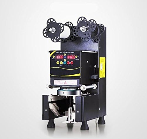 JIAWANSHUN Automatic Micro-Computer Bubble Milk Tea Sealing Machine Digital Control Cup Lid Sealer Coffee Smoothies Tea Cup Sealer Tabletop Fruit Juice Cup Sealing Machine