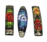 3 Russian Hand Painted Barrettes Hair Clips #0903