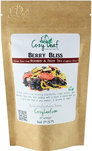 BERRY BLISS - Organic Artisan Loose Leaf Rooibos and Fruit Herbal Tea Blend - FORMULATED and BLENDED by Cozy Leaf in Wichita Kansas USA