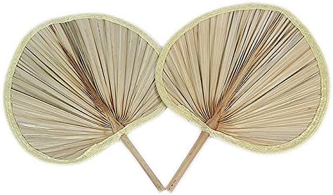 Sunny Hill Pack of 2 Natural Palm Leaf Hand Fans Chinese Traditional