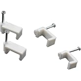 200 PCS 8mm Flat Ethernet Cable Wire Clips Single Coaxial Cable Clamps with Nail for Ethernet Cable Management