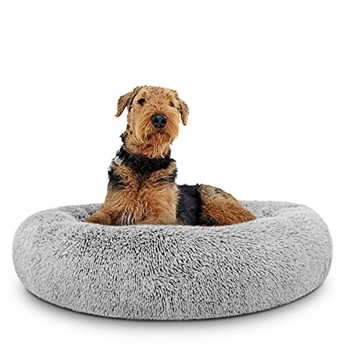 The Dog’s Bed Sound Sleep Donut Dog Bed, Large Silver Grey Plush