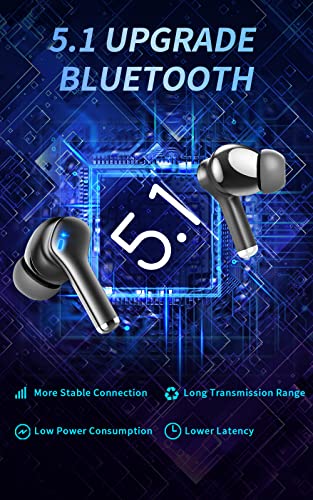 Wireless Earbud Bluetooth 5.1 Headphones with Charging Case, IPX7 Waterproof, 4 Mics in-Ear Earbuds, Long Playtime, High-Fidelity Stereo Earphones,ENC Noise Cancelling Headset for Sports and Work
