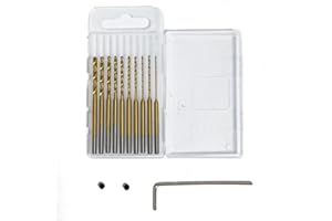 10 Mini Drill Bits(0.6mm-2.2mm) with 2 Screws and 1 Wrench, Only Fit for VQVYBXN Rotary Drill Pen(Gold)