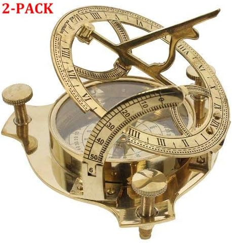 BR 48342X Brass Sundial Compass (Full Size (2-Pack))