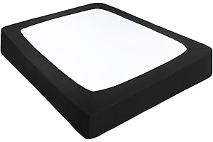 PiccoCasa Box Spring Cover Stretchy Fabric Wrap Around 4 Sides Bed Skirt Wrinkle Free for Home, Elastic Mattress Cover Fits M