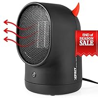 XPRIT Desktop Space Heater Cute Design Ceramic Heater w/Auto Oscillating Black