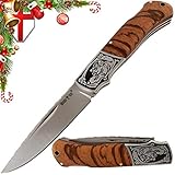 Grand Way Folding Knife - Decorative Pocket Knife for EDC and Outdoor - Classic Blade and Wooden Inlays on Handle FB 0017