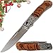 Grand Way Folding Knife - Decorative Pocket Knife for EDC and Outdoor - Classic Blade and Wooden Inlays on Handle FB 0017