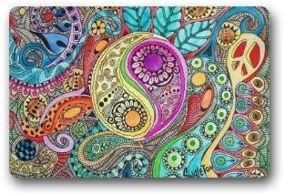 good quality Custom Door Mat Rug Hippie Mandala Machine Washable Doormat Gate Pad Rug 23.6"(L) x 15.7"(W)
