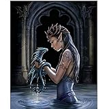 Moohue 14ct Counted Cross Stitch Kits Fairy and Blue Little Dragon DMC Cross Stitch Thread Fabric Needles Charts Living Room Home Decor (Fairy and Blue Little Dragon)