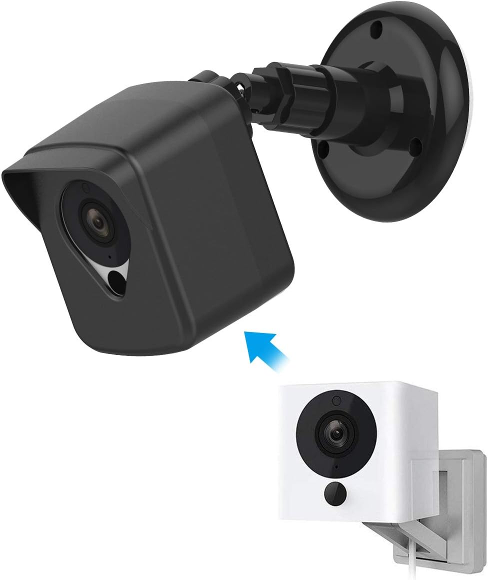 Wyze Cam Camera Wall Mount Bracket, COOWUFAN Weather Proof 360 Degree Protective Adjustable Housing Mount and Cover for Wyze Cam V2 V1 and Ismart Spot Camera Indoor Outdoor (Black(1 Pack))