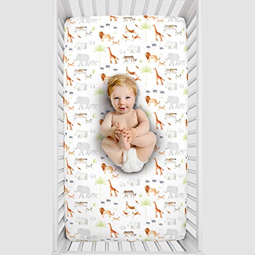 NoJo Watercolor Jungle Animals Crib Sheet Fitted Crib Sheet Pricepulse