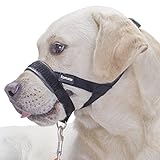 Dog Muzzle, Quickly fit gentle head collar walk training loop stop pulling halter, Black Large