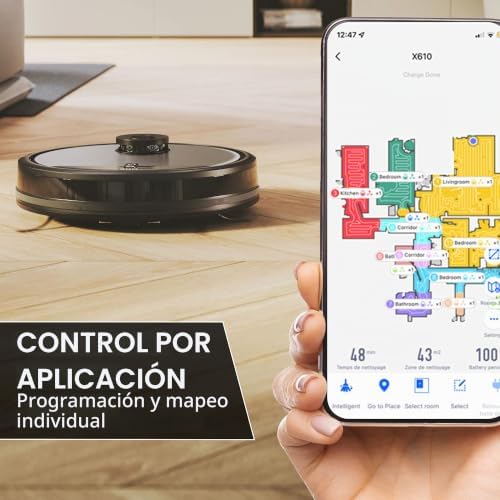 Robot Aspirador y Friegasuelos, Navegación Láser, Wi-Fi, Base de Carga con Retorno Automático, Sensor de Obstáculos, Mapa Personalizable del hogar, Programable [HG5]