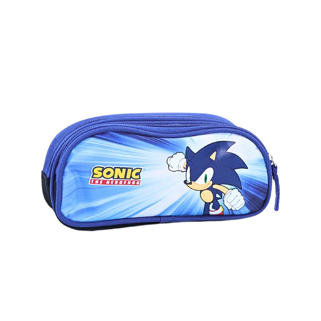 mybagstory - Sonic Pencil Case – Double Compartment – 22.5 cm – Blue