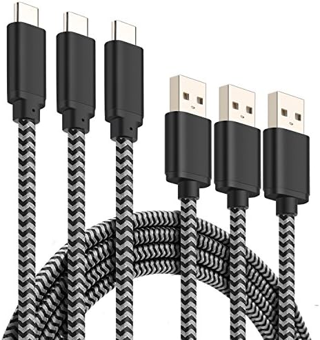 USB C Cable, USINFLY USB Type C Cable 3 Pack 6Ft Nylon Braided Fast Charger Cord for Samsung Galaxy S8,S8+, LG G6 G5, Nintendo Switch, Nexus 5X 6P, Moto Z/Z Play, Huawei P9 Mate 9 (Grey)