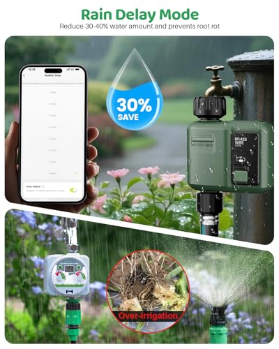 Shirvee RF433 Smart Irrigation Computer and WiFI Automatic Irrigation Programmer Batteries with 1 Outlet for Garden Greenhouse
