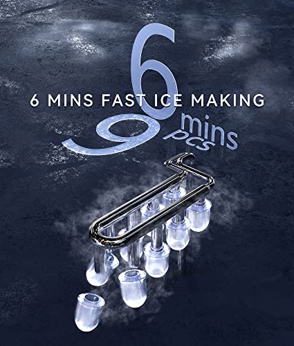 ecozy Ice Maker Machine Countertop, 9 Ice Cubes in 6 Mins, 12KG in 24Hrs, 2 Sizes of Ice, Self-Cleaning with Ice Bags, Scoop, and Basket for Kitchen, Office, Bar, Party