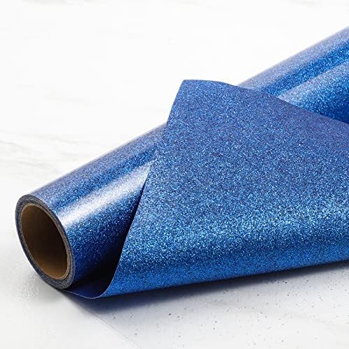 Blue Glitter HTV Heat Transfer Vinyl HTV Rolls 12inx5ft, Glitter Iron on HTV Vinyl for Cricut T