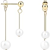 2pcs Pearl Drop Earrings, Double Pearl Dangle Earrings for Women Gold Drop Dangle Versatile Trendy Jewelry Gift Fashion Accessories for Any Occasion