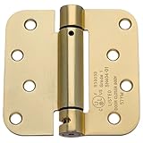 Dynasty Hardware 4" x 4" Mortise Spring Hinge with 5/8" Radius Corners, Satin Brass - Pack Of 2 Hinges