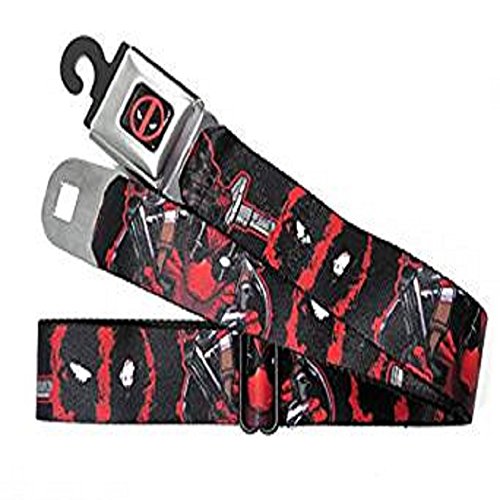 DEAD POOL ACTION SEATBELT STYLE BELT OFFICIALLY LICENSED BY C9K INC MARVEL DC COMICS COSPLAY COSTUME GOTHIC LARP HALLOWEEN SUPERHERO UNISEX APPAREL ACCESSORIES FASHION STYLE MEN WOMEN