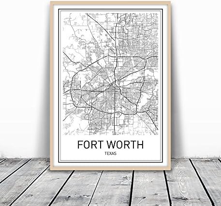 Fort Worth Poster Fort Worth Map City Map Posters Fort Worth Texas Map Wall Art Black and White Map Modern Map Art Minimalist Poster Scandinavian Poster Fort Worth Art 8x10 inch