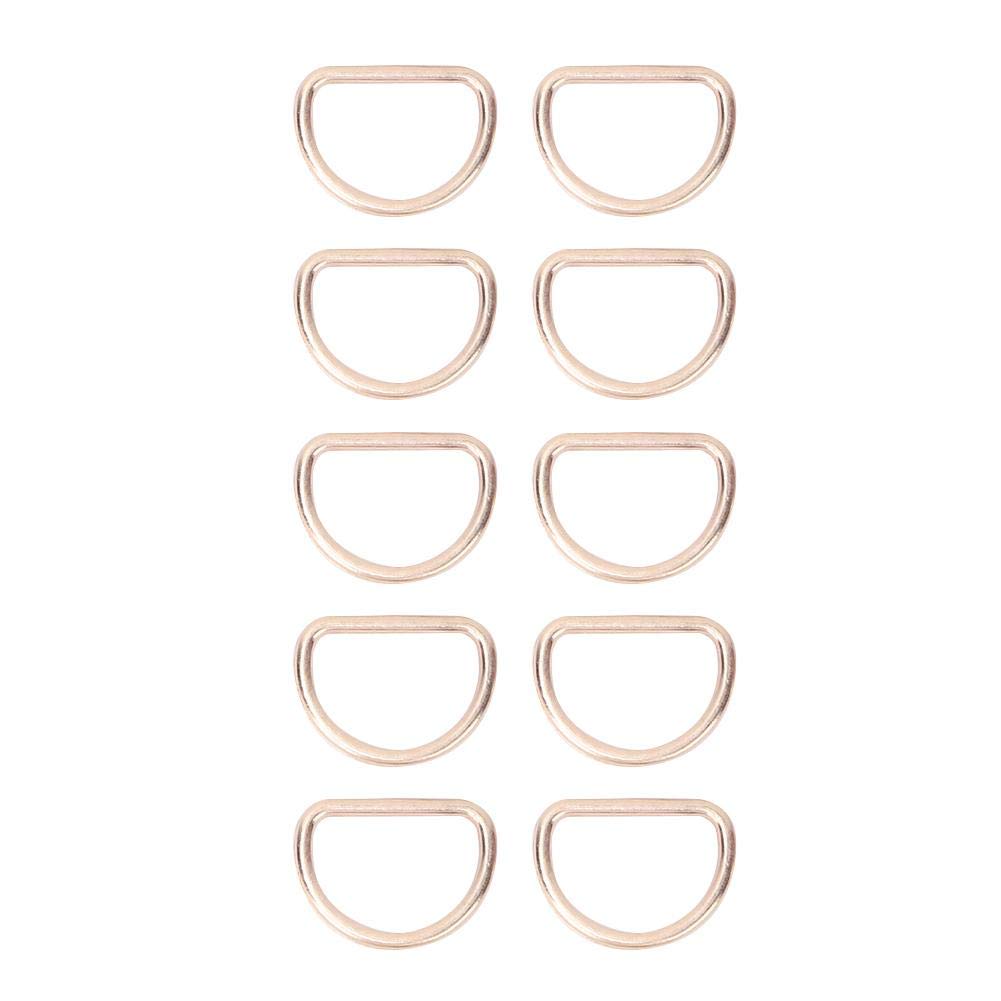Fdit 10Pcs Metal D Rings 15mm Adjusting Loop Alloy D-ring Multi-Purpose Buckles for Bag Straps, Belts, Macrame, Pet Collar Leashes(Gold)
