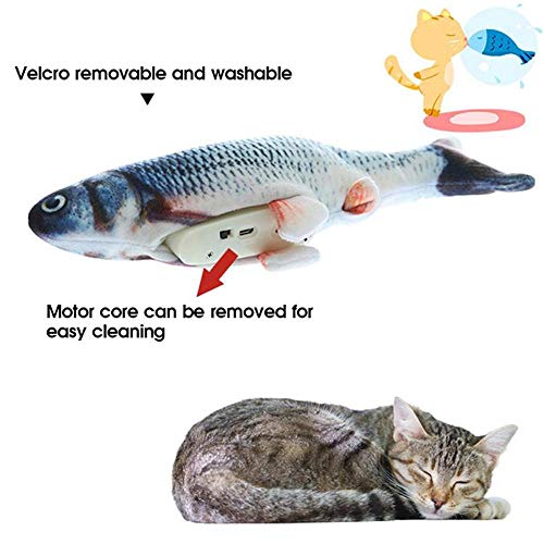 Realistic Plush Simulation Electric Doll Fish,Cat Kicker Fish Toy,Cat Wagging Fish Toys,Funny Interactive Pets Chew Bite Supplies Fish Flop Cat Toy Catnip Toys for Biting,Chewing And Kicking,2Pcs