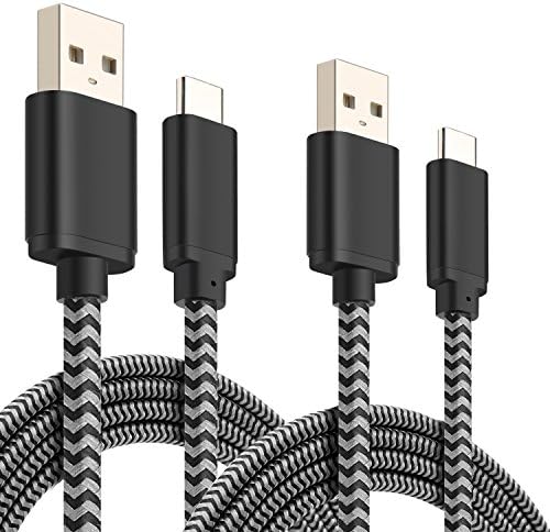 USB C Cable, USINFLY USB Type C Cable (6.6ft+10ft) 2 Pack Braided Fast Charger for Samsung Galaxy S8 Plus S8+, Moto Z/Play/Force, LG G6 G5, Nintendo Switch, Nexus 6P, Pixel XL, HTC 10 (Black)