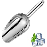 Metal Ice Scoop 6 Oz，Kitchen Ice Scooper for Ice Maker, Small Food Scoops for Bar Party Wedding Pet Dog Food, Stainless Steel Silver