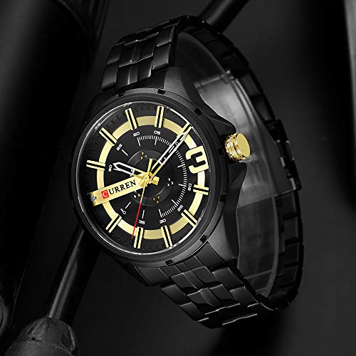 Relojes de oro para los hombres CURREN reloj de negocios reloj de los hombres moda cuarzo acero inoxidable pulsera impermeable - Imagen 4