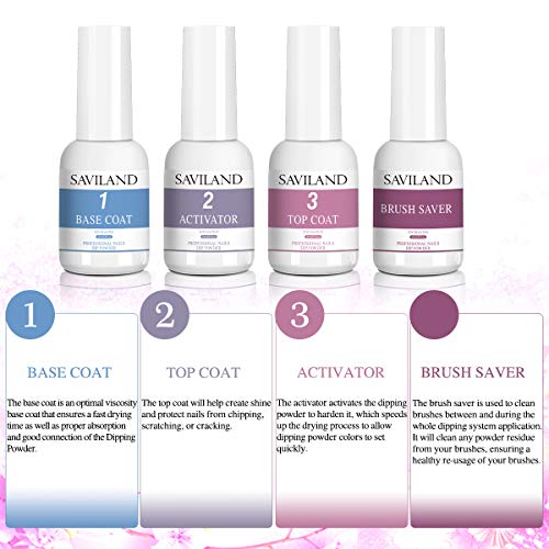 19Pcs Saviland Dip Powder Nail Kit Starter 10 Colors Dip Powder Base
