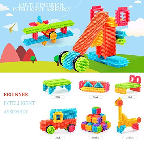 image for Leegor 120pcs Puzzle Bristle Shape 3D Building Blocks Tiles Constructi