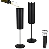 Qtencas 2 Pack Insulated Stainless Steel Champagne Glasses, Champagne Flutes Set of 2, 6oz Unbreakable Reusable Stemmed Champagne Glasses for Party Birthday Christmas Wedding Anniversary, Black