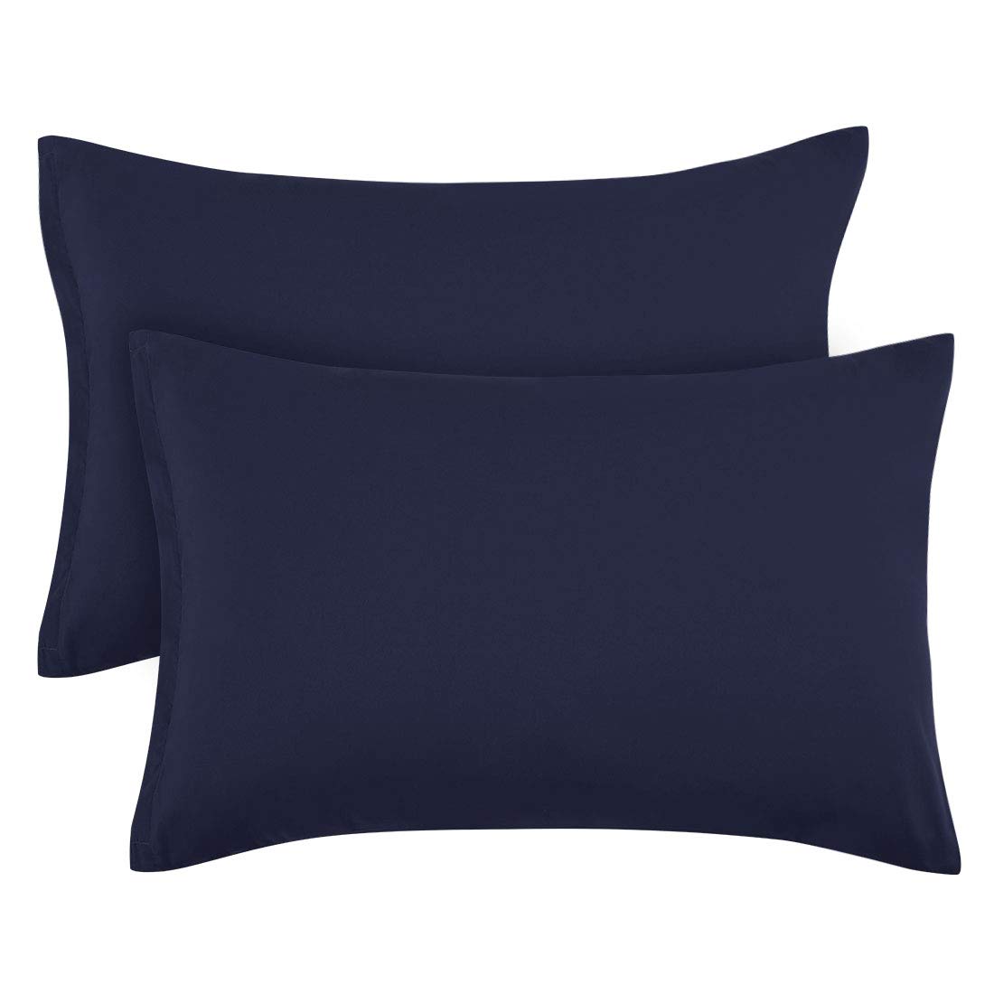 PiccoCasa Zippered Pillowcases, 100% Brushed Microfiber Polyester Pillow Case Cover, Pillow Cases Set of 2, Soft and Comfortable Navy Blue 50 x 75cm