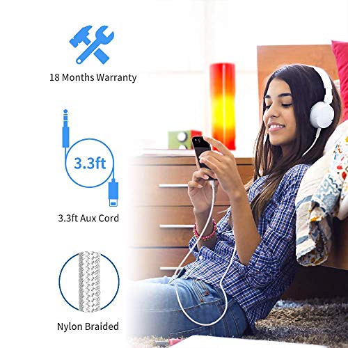 Aux Cord Compatible with iPhone X / 8/8 Plus/ 7/7 Plus/XS Max/XR,3.5mm Male Stereo Audio Cable Car Aux Cable Supports iOS 11 or Later for Car/Home Stereo or Headphones