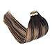LAB·EH Hair Extensions Tape in Ombre Chocolate Brown to Caramel Blonde 16 Inch 50g 20pcs Tape in Human Hair Extensions Skin Weft Real Natural Hair Extensions