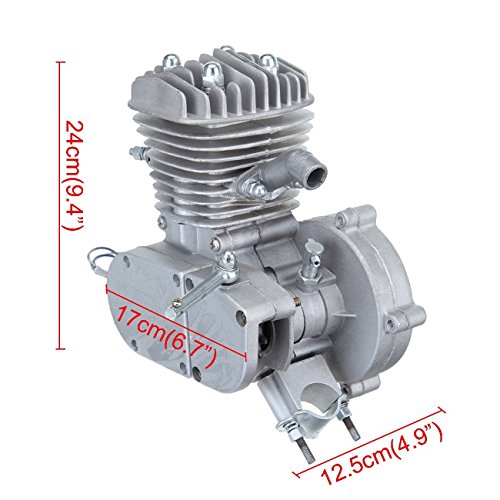 Iglobalbuy 80CC Petrol Gas Motor Bicycle Engine Complete Kit Motorized Bike 2-Stroke (Silver) - Thumbnail 7