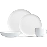 Fortessa Modern Coupe Porcelain 16 Piece Dinnerware Set, Service for 4, White