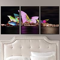 3 Piece Framed Canvas Wall Art City Illuminations Canvas Prints Home Artwork Decoration for Living Room,Bedroom - 16