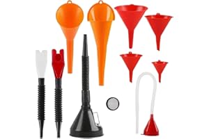 Suapouen Automotive Funnels Set Long Neck Oil Flexible Right Angle Funnels for Water/Gasoline/Coolant/Engine Oil