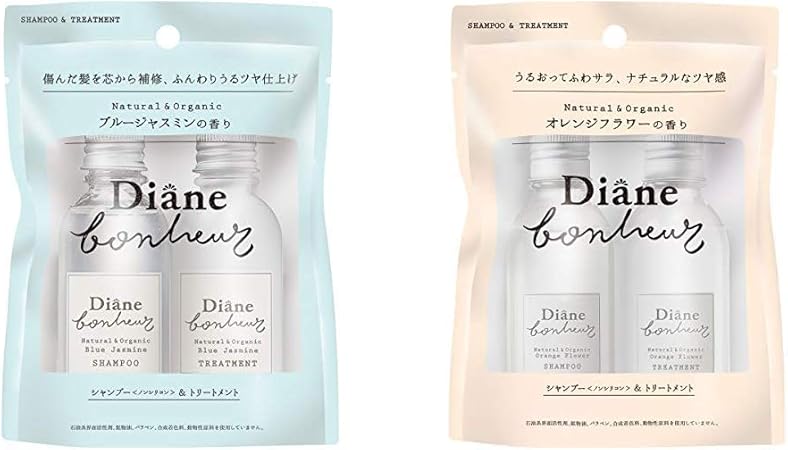 Amazon セット買い ダイアン ボヌール ブルージャスミンの香り シャンプー トリートメント トライアル ダメージリペア シャイン 40ml 2 ボヌール オレンジフラワーの香り モイストリラックス シャンプー トリートメント トライアル 40ml 2 ダイアン ボヌール