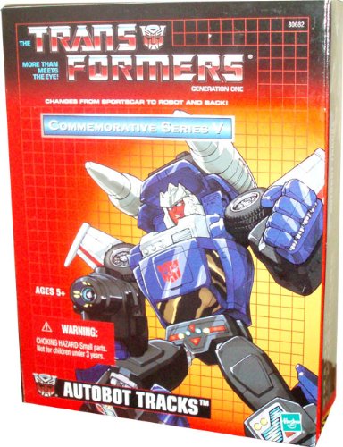 Transformers Year 2003 Commemorative Series V Generation 1 Re-Issue 5 Inch Tall Robot Action Figure - Autobot TRACKS with Black Beam Gun and 2 Missile Launchers with 4 Missiles (Vehicle Mode : Sportscar)