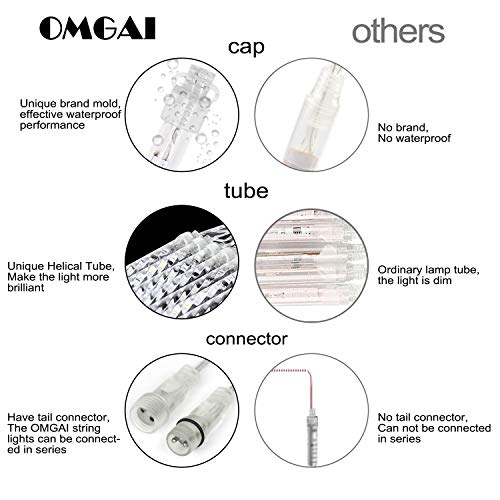 OMGAI 50CM 12 Tubes 576 LED Meteor Shower Rain Lights Waterproof Drop
